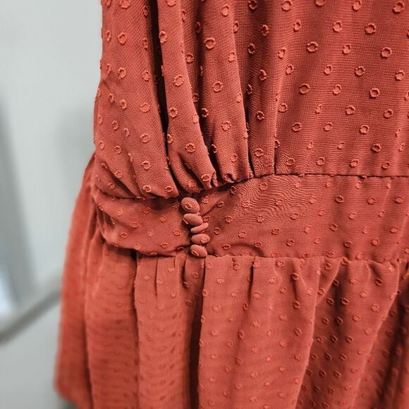 Torrid Peplum Clip Dot Shirred Bust Lace Trim Top - Picture 6 of 8